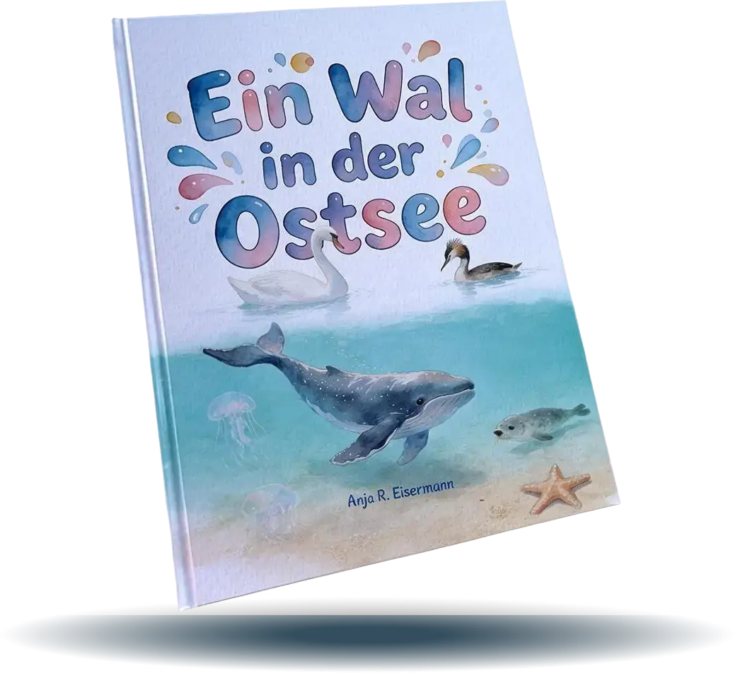 Illustriertes Hardcover Ein Wal in der Ostsee von Anja R. Eisermann mit Buckelwal auf dem Titel